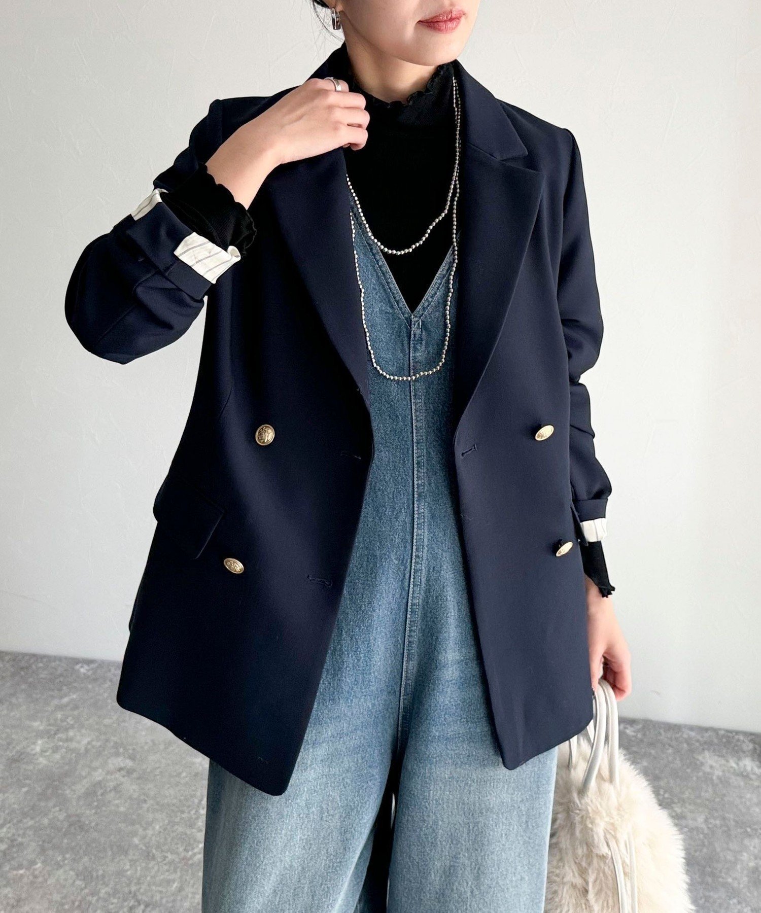 【その他のブランド/Other】のダブルブレストジャケット インテリア・キッズ・メンズ・レディースファッション・服の通販 founy(ファニー) 　ファッション　Fashion　レディースファッション　Fashion for Women　アウター　Coat / Outerwear Collection　レディースジャケット・軽アウター　Jackets　2025年　2025　2025春夏・S/S　Spring/Summer 2025 SS25　シンプル　Simple, Minimal　デニム　Denim, Jeans Material　人気　Popular, Best Seller　定番　Standard, Basic Item　ネイビー|ID: prp329100004604105 ipo3291000000032755940
