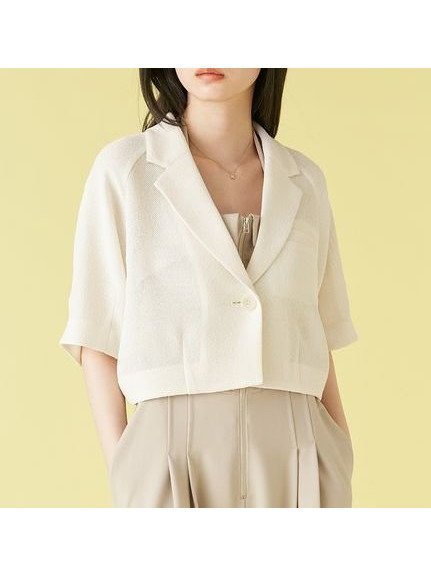 【リリーブラウン/Lily Brown】のカラミハーフスリーブジャケット インテリア・キッズ・メンズ・レディースファッション・服の通販 founy(ファニー) https://founy.com/ ファッション Fashion レディースファッション Fashion for Women アウター Coat / Outerwear Collection レディースジャケット・軽アウター Jackets メッシュ Mesh, Net Fabric リラックス Relax, Relaxed Fit 夏 Summer 羽織 Haori, Light Jacket |ID: prp329100004604188 ipo3291000000032758511