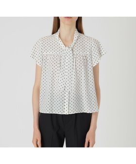 【ブルーレーベル クレストブリッジ/BLUE LABEL CRESTBRIDGE】のドットプリントブラウス 人気、トレンドファッション・服の通販 founy(ファニー) ファッション Fashion レディースファッション Fashion for Women トップス・カットソー Cut & Sew Tops シャツ・ブラウス・オフィスカジュアル Elegant Blouses & Button-Ups おすすめ Recommended / Our Picks スリーブ Sleeve, Long Sleeve / Short Sleeve デニム Denim, Jeans Material ドット Polka Dot, Dot Pattern フリル Frill, Ruffle プリント Print, Printed Pattern ボトム Bottoms, Lower Wear エレガント 上品 Elegant 無地 Plain, Solid Color |ID:prp329100004604216
