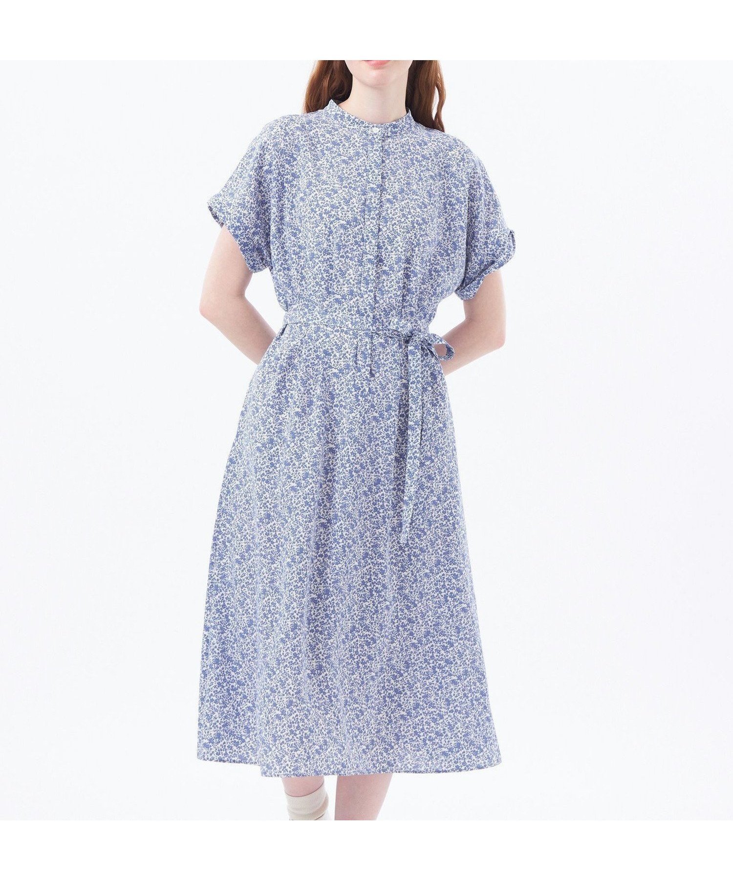 【マッキントッシュ フィロソフィー/MACKINTOSH PHILOSOPHY】のバイカラーフラワーワンピース インテリア・キッズ・メンズ・レディースファッション・服の通販 founy(ファニー) 　ファッション　Fashion　レディースファッション　Fashion for Women　ワンピース　Dresses　おすすめ　Recommended / Our Picks　フィット　Fit, Slim Fit　フラワー　Flower, Floral　フレア　Flare, Flared　プリント　Print, Printed Pattern　モチーフ　Motif, Design Theme　リボン　Ribbon, Bow　エレガント 上品　Elegant　夏　Summer　春　Spring　ライトブルー|ID: prp329100004604218 ipo3291000000032759162