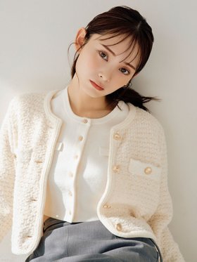 【スナイデル/SNIDEL】 ツイードニットカーディガン人気、トレンドファッション・服の通販 founy(ファニー) ファッション Fashion レディースファッション Fashion for Women トップス・カットソー Cut & Sew Tops ニット Knit Tops & Sweaters カーディガン・羽織り Layered Style Cardigans カットソー Cut and Sewn Top カーディガン Cardigan, Knitwear キャミソール Camisole, Spaghetti Strap Top シルバー Silver, Metallic Silver ジャケット Jacket, Outerwear ツイード Twill, Twill Weave フロント Front, Front Design ポケット Pocket, Pocket Detail メタル Metal, Metal Parts エレガント 上品 Elegant |ID:prp329100004604244