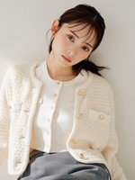 【スナイデル/SNIDEL】のツイードニットカーディガン 人気、トレンドファッション・服の通販 founy(ファニー) ファッション Fashion レディースファッション Fashion for Women トップス・カットソー Cut & Sew Tops ニット Knit Tops & Sweaters カーディガン・羽織り Layered Style Cardigans カットソー Cut and Sewn Top カーディガン Cardigan, Knitwear キャミソール Camisole, Spaghetti Strap Top シルバー Silver, Metallic Silver ジャケット Jacket, Outerwear ツイード Twill, Twill Weave フロント Front, Front Design ポケット Pocket, Pocket Detail メタル Metal, Metal Parts エレガント 上品 Elegant |ID:prp329100004604244