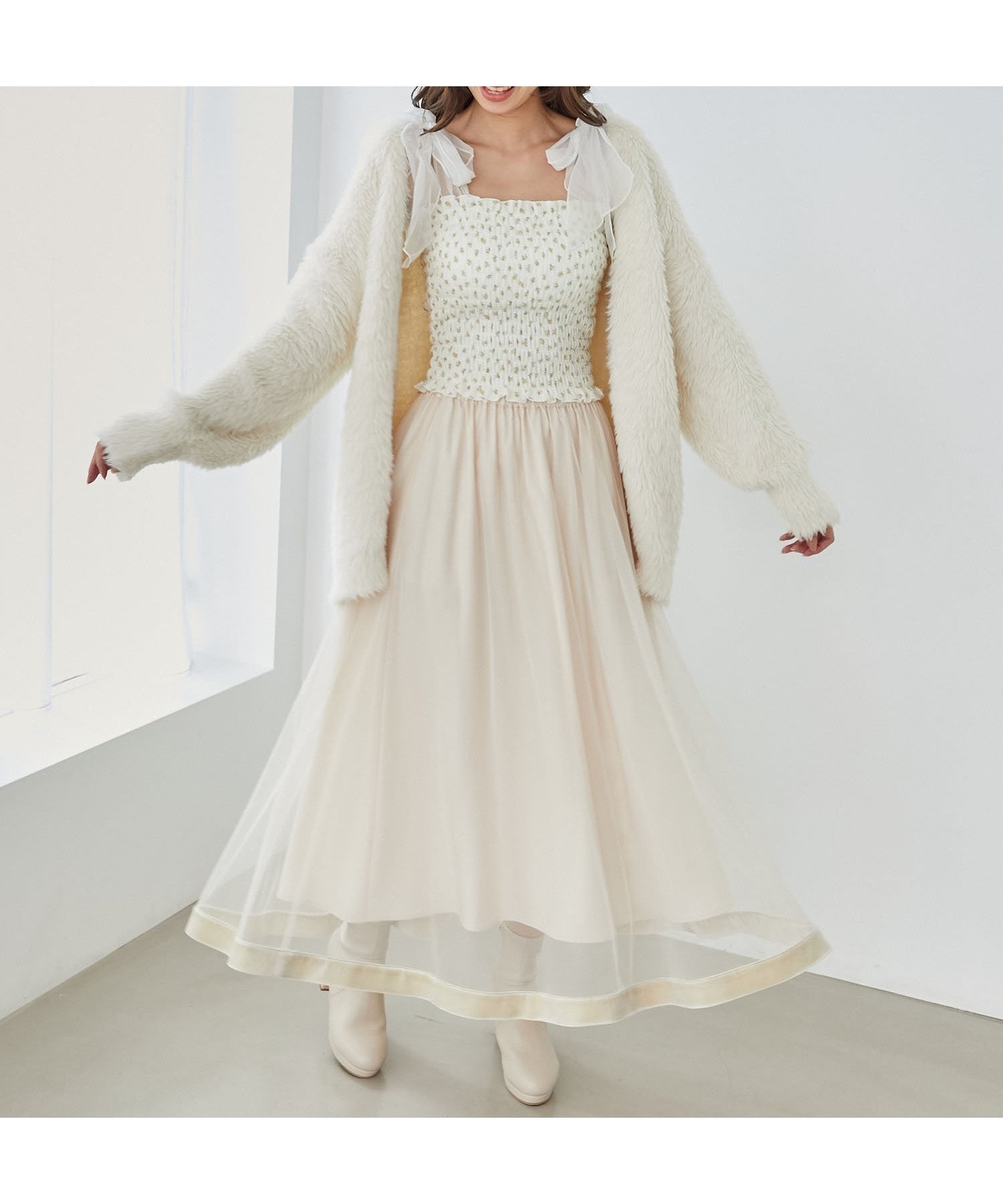 【マジェスティック レゴン/MAJESTIC LEGON】の裾ベロアチュールスカート インテリア・キッズ・メンズ・レディースファッション・服の通販 founy(ファニー) 　ファッション　Fashion　レディースファッション　Fashion for Women　スカート　Skirts　チュール　Tulip, Tulip Motif　フィット　Fit, Slim Fit　アイボリー|ID: prp329100004604300 ipo3291000000032760929