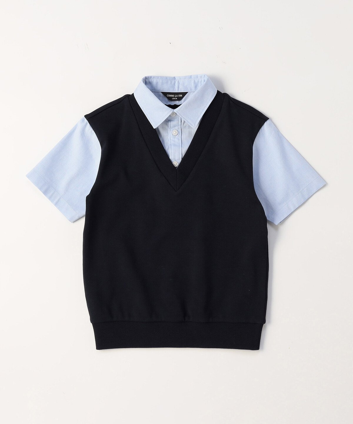 【コムサイズム/COMME CA ISM / KIDS】のフェイクレイヤード 半袖シャツ(140-160cm) 人気、トレンドファッション・服の通販 founy(ファニー) 　ファッション　Fashion　キッズファッション　Fashion for Kids　オックス　Oxford Fabric　吸水　Absorbent, Quick-Dry　シンプル　Simple, Minimal　人気　Popular, Best Seller　ベスト　Vest, Waistcoat　半袖　Short Sleeve, Half Sleeve　 other-1|ID: prp329100004604333 ipo3291000000033494429