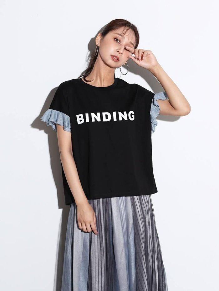 【ヴァン/Vin】のニットフリルラメドッキングロゴTEE インテリア・キッズ・メンズ・レディースファッション・服の通販 founy(ファニー) https://founy.com/ ファッション Fashion レディースファッション Fashion for Women トップス・カットソー Cut & Sew Tops ニット Knit Tops & Sweaters インナー Innerwear コンパクト Compact, Small Size サロペット Overalls, Salopette シンプル Simple, Minimal ドッキング Docking, Mixed Material バランス Balance, Style Balance フリル Frill, Ruffle プリント Print, Printed Pattern ボトム Bottoms, Lower Wear |ID: prp329100004604352 ipo3291000000032761977