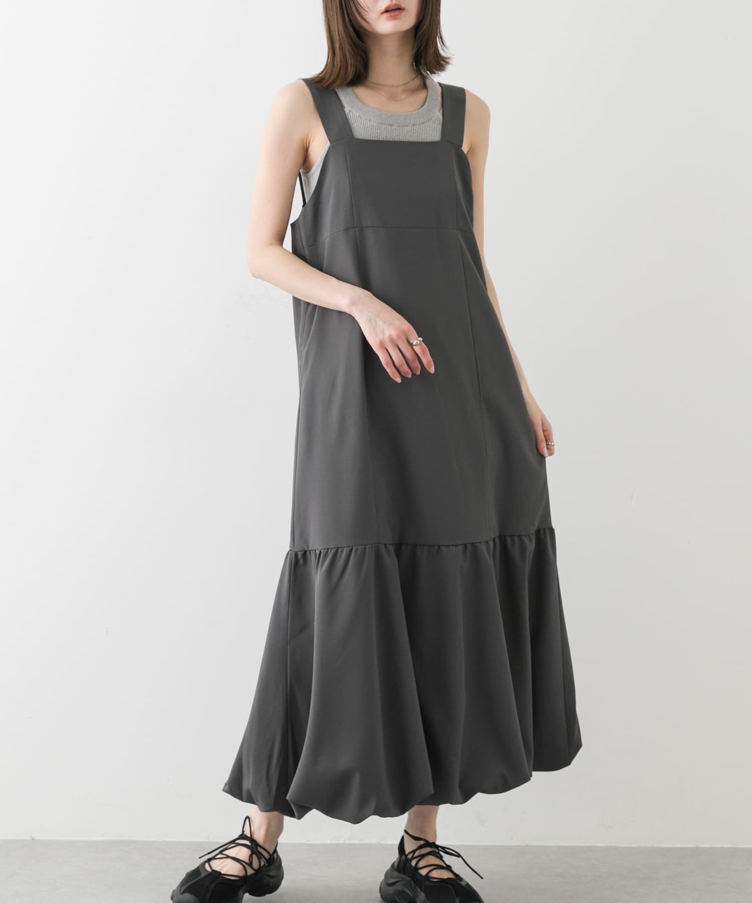 【センスオブプレイス/SENSE OF PLACE by URBAN RESEARCH】のバルーンヘムジャンスカ インテリア・キッズ・メンズ・レディースファッション・服の通販 founy(ファニー) 　ファッション　Fashion　レディースファッション　Fashion for Women　2025年　2025　2025春夏・S/S　Spring/Summer 2025 SS25　インナー　Innerwear　カットソー　Cut and Sewn Top　バルーン　Balloon, Balloon Silhouette　夏　Summer　S/S・春夏　SS, Spring/Summer, Warm Season　GRAY|ID: prp329100004604397 ipo3291000000032762799