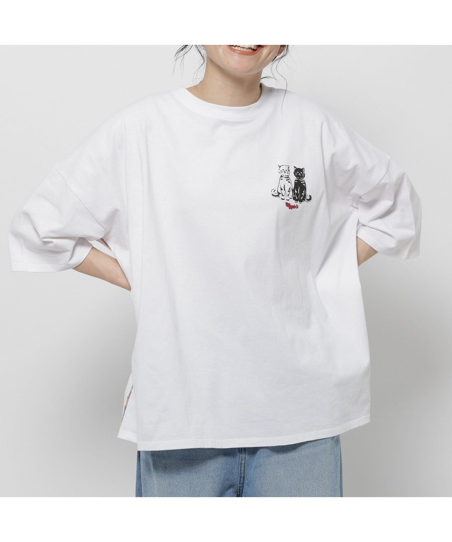 【ニコアンド/niko and】の【wiggle wiggle(ウィグルウィグル)】コラボ モチーフTシャツ インテリア・キッズ・メンズ・レディースファッション・服の通販 founy(ファニー) 　ファッション　Fashion　レディースファッション　Fashion for Women　トップス・カットソー　Cut & Sew Tops　シャツ・ブラウス・オフィスカジュアル　Elegant Blouses & Button-Ups　ロングTシャツ・Tシャツ　Longline T-Shirts & Tees　春　Spring　カラフル　Colorful Design　コラボ　Collaboration, Collab　シンプル　Simple, Minimal　デニム　Denim, Jeans Material　人気　Popular, Best Seller　ハーフ　Half, Half-Length　半袖　Short Sleeve, Half Sleeve　モチーフ　Motif, Design Theme　ロング　Long, Long-Length　S/S・春夏　SS, Spring/Summer, Warm Season　おすすめ　Recommended / Our Picks　夏　Summer　オフ|ID: prp329100004604401 ipo3291000000033443074