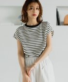 【スタディオ クリップ/studio CLIP】のマイクロワッフルフレンチスリーブプルオーバー 人気、トレンドファッション・服の通販 founy(ファニー) ファッション Fashion レディースファッション Fashion for Women トップス・カットソー Cut & Sew Tops カジュアルプルオーバー・ニットトップス Pullovers & Knit Tops / Casual Pullovers おすすめ Recommended / Our Picks カットソー Cut and Sewn Top サロペット Overalls, Salopette ベーシック Basic, Essential ボトム Bottoms, Lower Wear ボーダー Border, Stripe ラウンド Round, Round Neck ワッフル Waffle, Waffle Knit 夏 Summer 無地 Plain, Solid Color thumbnail アイボリー×ブラック01|ID: prp329100004604439 ipo3291000000033648699