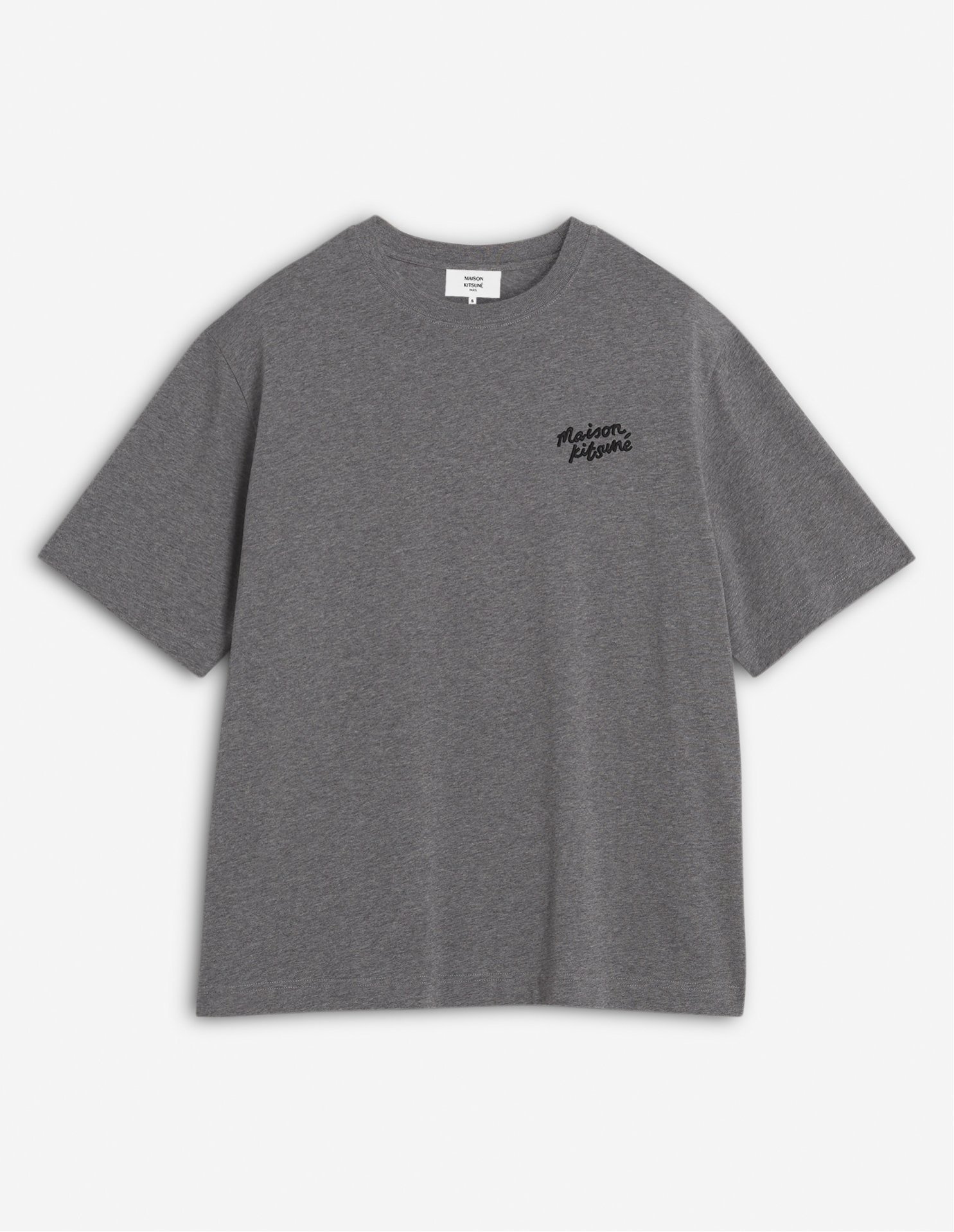 【メゾン キツネ/MAISON KITSUNE / MEN】のMaison Kitsune/MAISON KITSUNE HANDWRITING EMBROIDERY OVERSIZE TEE インテリア・キッズ・メンズ・レディースファッション・服の通販 founy(ファニー) 　ファッション　Fashion　メンズファッション　Fashion for Men　半袖　Short Sleeve, Half Sleeve　夏　Summer　S/S・春夏　SS, Spring/Summer, Warm Season　MEDIUM GREY MELANGE|ID: prp329100004604463 ipo3291000000032763730