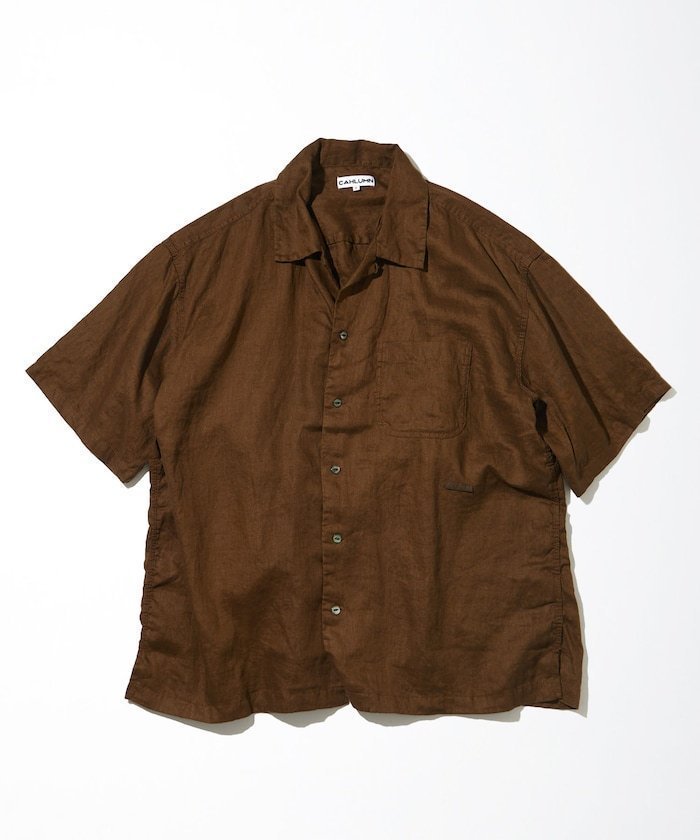 【その他のブランド/Other】のBelgium Linen Open Collar Shirt 1.1 インテリア・キッズ・メンズ・レディースファッション・服の通販 founy(ファニー) 　ファッション　Fashion　メンズファッション　Fashion for Men　ポケット　Pocket, Pocket Detail　ヨーク　Yoke, Yoke Design　リネン　Linen, Linen Fabric　冬　Winter / This Winter　半袖　Short Sleeve, Half Sleeve　吸水　Absorbent, Quick-Dry　夏　Summer　ブラウン|ID: prp329100004604488 ipo3291000000032764041