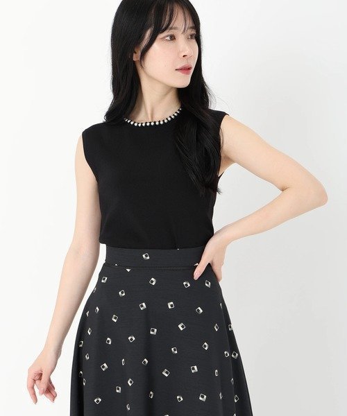 【ストロベリーフィールズ/STRAWBERRY FIELDS】のリボンパールネックニット インテリア・キッズ・メンズ・レディースファッション・服の通販 founy(ファニー) 　ファッション　Fashion　レディースファッション　Fashion for Women　トップス・カットソー　Cut & Sew Tops　ニット　Knit Tops & Sweaters　ブラック2|ID: prp329100004604493 ipo3291000000032764171