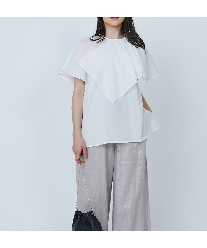【その他のブランド/Other】のワンサイドケープTブラウス インテリア・キッズ・メンズ・レディースファッション・服の通販 founy(ファニー) https://founy.com/ ファッション Fashion メンズファッション Fashion for Men オーガンジー Organza Fabric フォルム Silhouette, Form |ID: prp329100004604501 ipo3291000000032764259