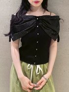 【リリーブラウン/Lily Brown】のL.B CANDY STOCK BIGリボンビジューニットトップス BLK[009]|ID: prp329100004604506 ipo3291000000032764336