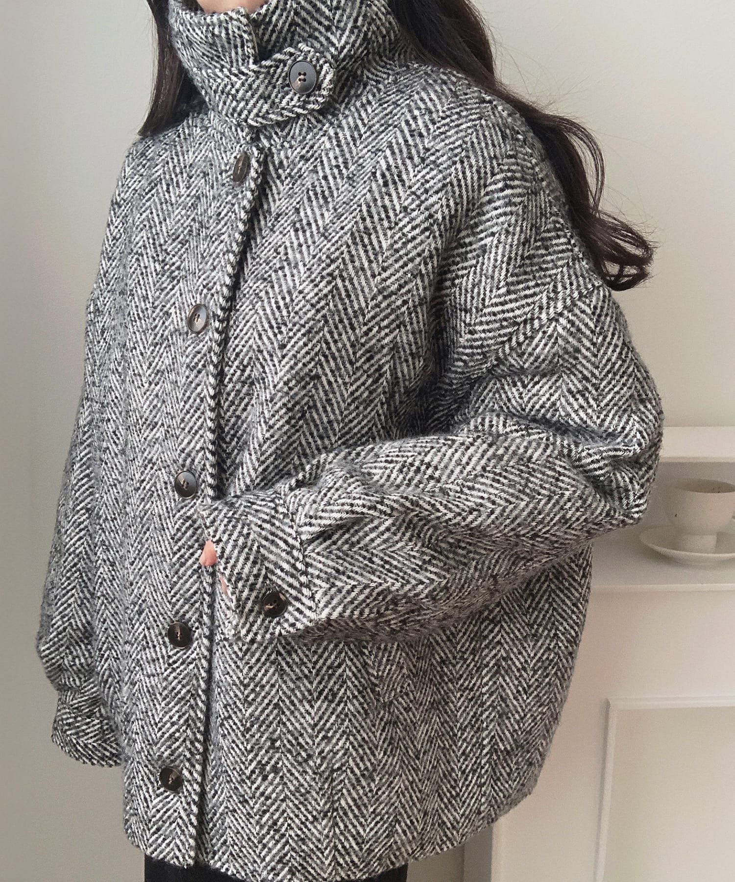 【ジュノア/JUNOAH】のミックスヘリンボーンジャケット インテリア・キッズ・メンズ・レディースファッション・服の通販 founy(ファニー) 　ファッション　Fashion　レディースファッション　Fashion for Women　アウター　Coat / Outerwear Collection　レディースジャケット・軽アウター　Jackets　ダークグレー|ID: prp329100004604613 ipo3291000000032766195
