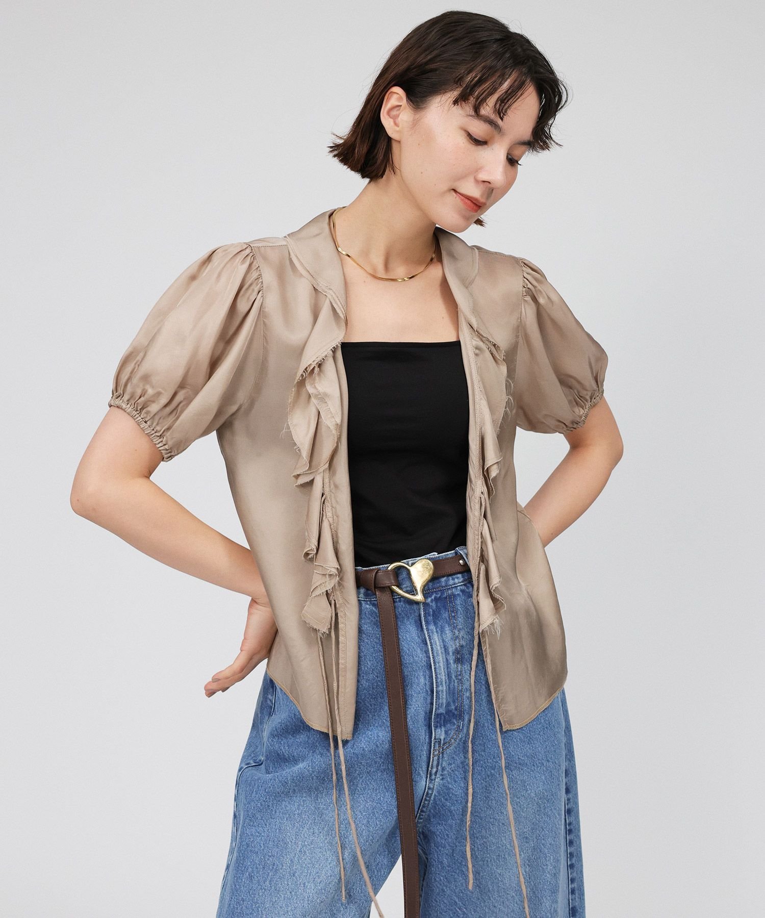 【バビロン/BABYLONE / KIDS】の【provoke】ラッフルブラウス 人気、トレンドファッション・服の通販 founy(ファニー) 　ファッション　Fashion　キッズファッション　Fashion for Kids　キュプラ　Cupro, Eco Fabric　デニム　Denim, Jeans Material　再入荷　Restock / Back in Stock　夏　Summer　 other-1|ID: prp329100004604620 ipo3291000000032766311