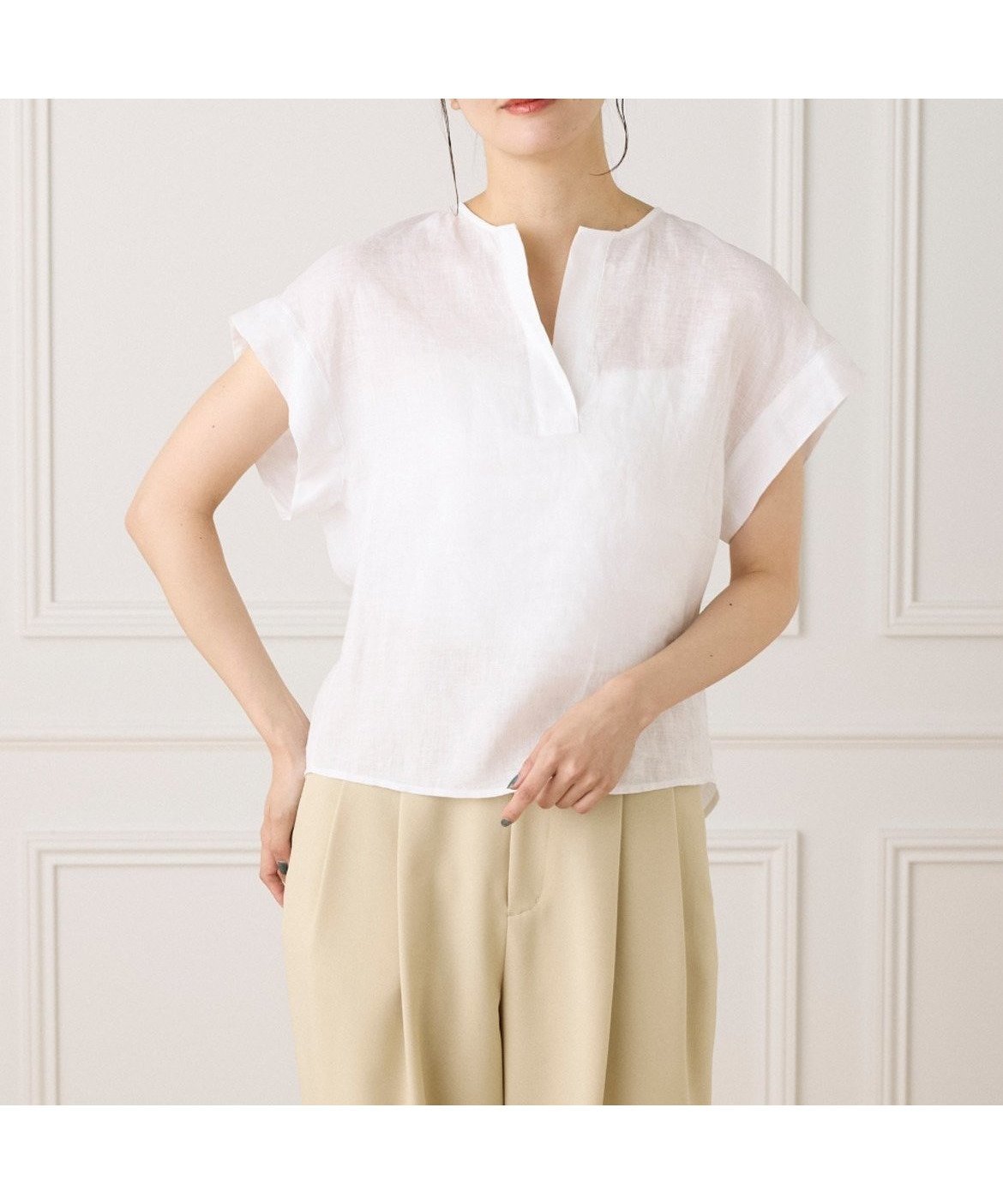 【イネド/INED】のリネンスキッパーブラウス インテリア・キッズ・メンズ・レディースファッション・服の通販 founy(ファニー) 　ファッション　Fashion　レディースファッション　Fashion for Women　トップス・カットソー　Cut & Sew Tops　シャツ・ブラウス・オフィスカジュアル　Elegant Blouses & Button-Ups　スマート　Smart, Elegant　リネン　Linen, Linen Fabric　エレガント 上品　Elegant　オフホワイト|ID: prp329100004604628 ipo3291000000032766448
