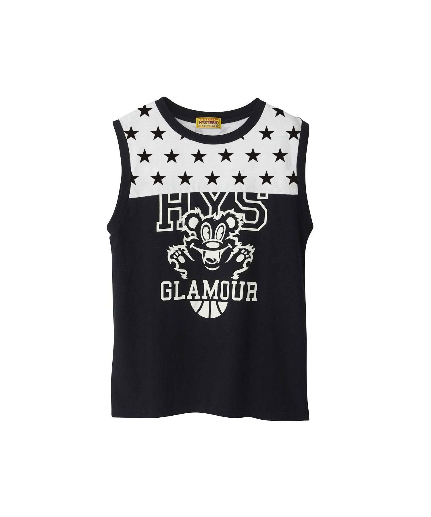 【ヒステリックグラマー/HYSTERIC GLAMOUR】のFIRE BEAR COLLEGE ノースリーブ インテリア・キッズ・メンズ・レディースファッション・服の通販 founy(ファニー) 　ファッション　Fashion　レディースファッション　Fashion for Women　トップス・カットソー　Cut & Sew Tops　キャミソール&ノースリーブ　Camisoles & Sleeveless Tops　ノースリーブ　Sleeveless, No-Sleeve　ブラック|ID: prp329100004605109 ipo3291000000032776206