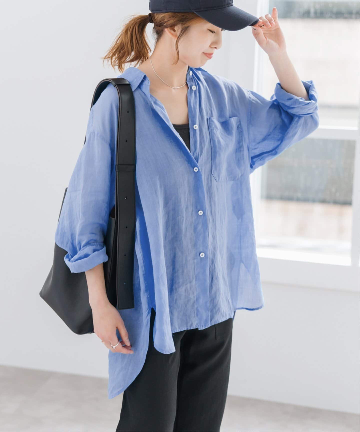 【スピック&スパン/Spick & Span】のガーメントダイシアーラミーシャツ インテリア・キッズ・メンズ・レディースファッション・服の通販 founy(ファニー) 　ファッション　Fashion　レディースファッション　Fashion for Women　トップス・カットソー　Cut & Sew Tops　シャツ・ブラウス・オフィスカジュアル　Elegant Blouses & Button-Ups　人気　Popular, Best Seller　ブルー|ID: prp329100004605116 ipo3291000000032776289