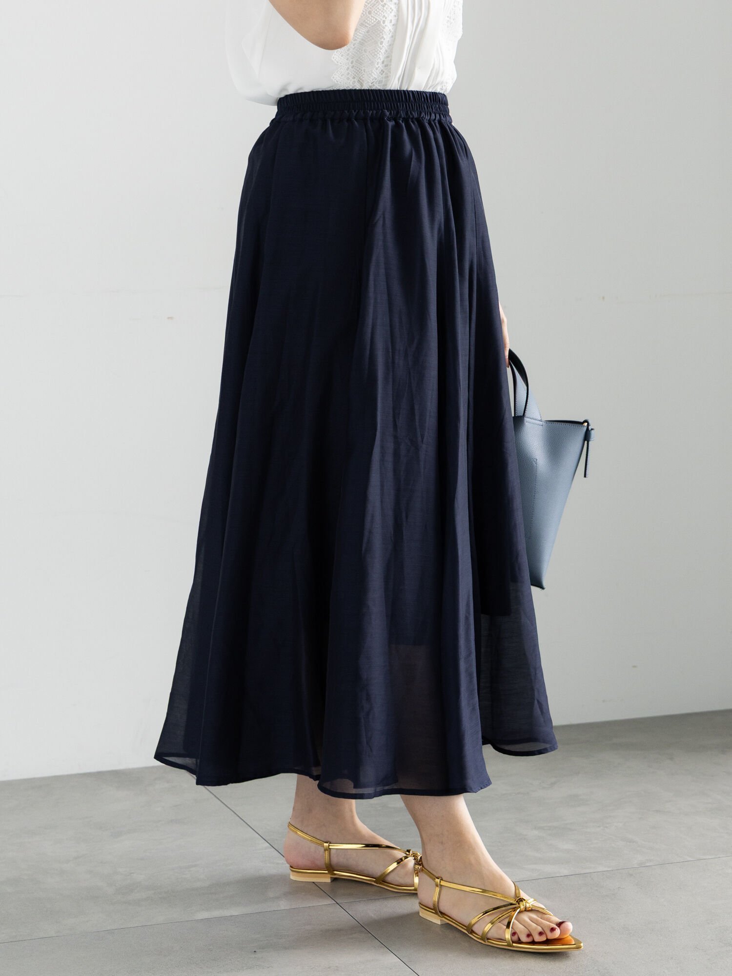 【テチチ/Te chichi】のギャザーフレアスカート インテリア・キッズ・メンズ・レディースファッション・服の通販 founy(ファニー) 　ファッション　Fashion　レディースファッション　Fashion for Women　スカート　Skirts　Aライン・フレアスカート　A-Line & Flared Skirts　ギャザー　Gathered, Ruffled　シアー　Sheer, See-Through　フレア　Flare, Flared　ネイビー|ID: prp329100004605209 ipo3291000000033594698