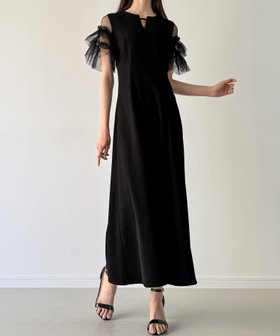 【ジュノア/JUNOAH】のチュールフリル半袖セミフレアワンピース(薄手,裏地なし) 人気、トレンドファッション・服の通販 founy(ファニー) ファッション Fashion レディースファッション Fashion for Women ワンピース Dresses 半袖 Short Sleeve, Half Sleeve |ID:prp329100004605228