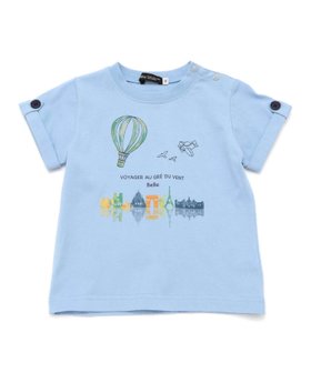 【その他のブランド/Other】の気球プリント袖ダブル天竺Tシャツ(80~90cm) 人気、トレンドファッション・服の通販 founy(ファニー) ファッション Fashion キッズファッション Fashion for Kids イエロー Yellow カラフル Colorful Design グラデーション Gradient, Ombre ダブル Double, Double-Breasted プリント Print, Printed Pattern 半袖 Short Sleeve, Half Sleeve 夏 Summer |ID:prp329100004605302