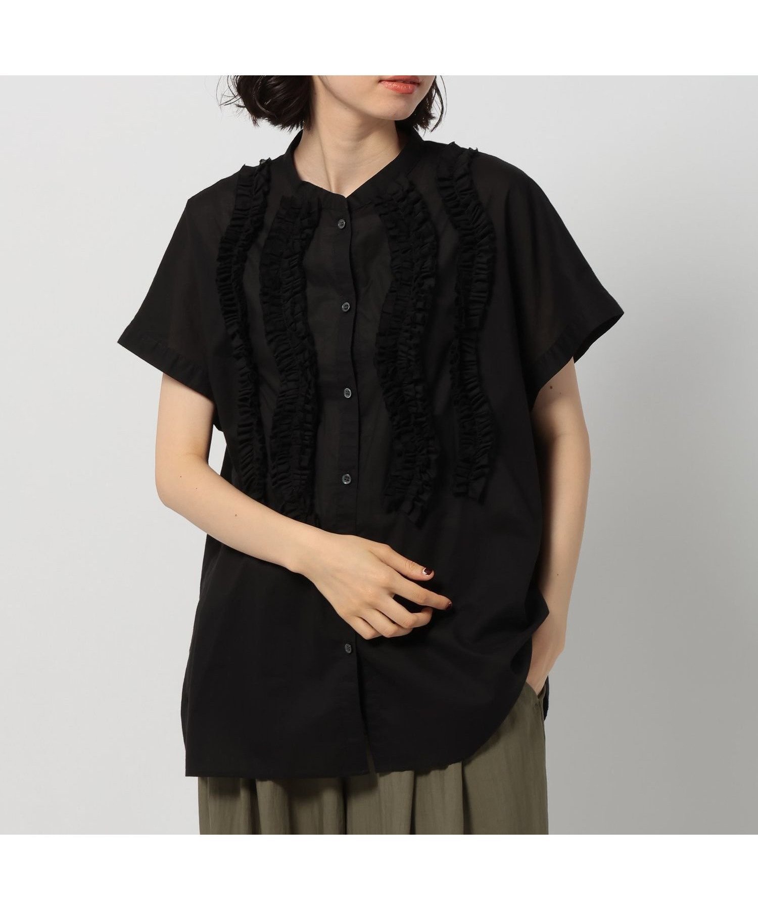 【ニコアンド/niko and】のフリルテープフレンチブラウス インテリア・キッズ・メンズ・レディースファッション・服の通販 founy(ファニー) 　ファッション　Fashion　レディースファッション　Fashion for Women　トップス・カットソー　Cut & Sew Tops　シャツ・ブラウス・オフィスカジュアル　Elegant Blouses & Button-Ups　おすすめ　Recommended / Our Picks　タンク　Tank Top, Sleeveless Top　バランス　Balance, Style Balance　フリル　Frill, Ruffle　エレガント 上品　Elegant　夏　Summer　羽織　Haori, Light Jacket　ブラック|ID: prp329100004605393 ipo3291000000033707044