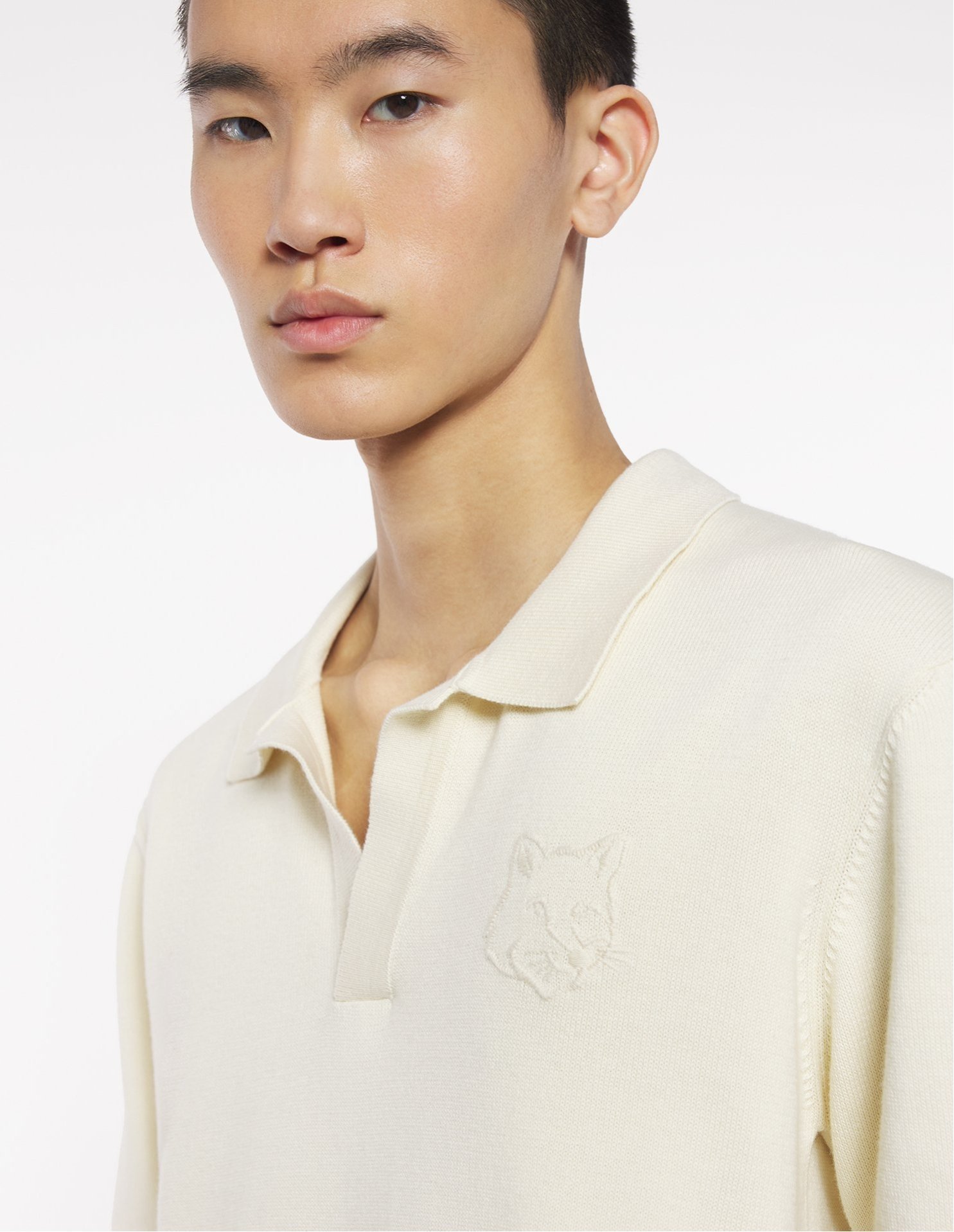 【メゾン キツネ/MAISON KITSUNE / MEN】のMaison Kitsune/BOLD FOX HEAD EMBROIDERED KNITTED POLO インテリア・キッズ・メンズ・レディースファッション・服の通販 founy(ファニー) 　ファッション　Fashion　メンズファッション　Fashion for Men　半袖　Short Sleeve, Half Sleeve　夏　Summer　S/S・春夏　SS, Spring/Summer, Warm Season　RICH VANILLA|ID: prp329100004605409 ipo3291000000032784666