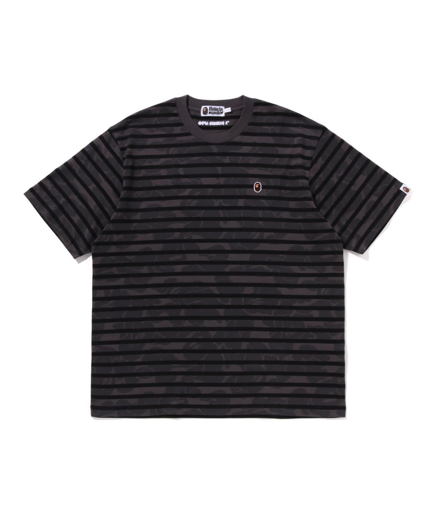 【その他のブランド/Other】のSOLID CAMO STRIPE ONE POINT RELAXED FIT TEE インテリア・キッズ・メンズ・レディースファッション・服の通販 founy(ファニー) 　ファッション　Fashion　メンズファッション　Fashion for Men　ショート　Short, Short Length　スリーブ　Sleeve, Long Sleeve / Short Sleeve　ボーダー　Border, Stripe　ワンポイント　One Point, Statement Accent　CHARCOAL|ID: prp329100004605415 ipo3291000000032784777