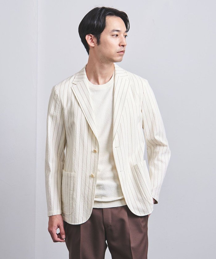 【その他のブランド/Other】のシアサッカーストライプ シングル2ボタン ジャケット T-MODEL インテリア・キッズ・メンズ・レディースファッション・服の通販 founy(ファニー) https://founy.com/ ファッション Fashion メンズファッション Fashion for Men カットソー Cut and Sewn Top ジャケット Jacket, Outerwear ストライプ Stripe, Striped Pattern ストレッチ Stretch, Stretchy Fabric パッチ Patch, Appliqué フロント Front, Front Design ポケット Pocket, Pocket Detail リラックス Relax, Relaxed Fit エレガント 上品 Elegant |ID: prp329100004605460 ipo3291000000032786308