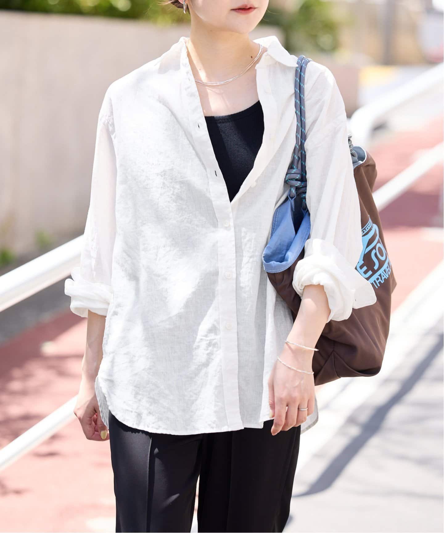 【スローブ イエナ/SLOBE IENA】の《追加2》リネンコットンレギュラーシャツ インテリア・キッズ・メンズ・レディースファッション・服の通販 founy(ファニー) 　ファッション　Fashion　レディースファッション　Fashion for Women　トップス・カットソー　Cut & Sew Tops　シャツ・ブラウス・オフィスカジュアル　Elegant Blouses & Button-Ups　2025年　2025　2025春夏・S/S　Spring/Summer 2025 SS25　ギンガム　Gingham, Gingham Fabric　ホワイト|ID: prp329100004605487 ipo3291000000032787500