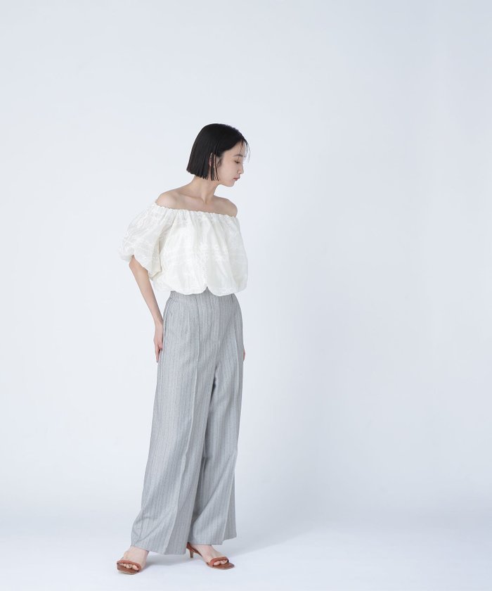 【ナチュラル ビューティー ベーシック/NATURAL BEAUTY BASIC】のハイウエストストライプパンツ インテリア・キッズ・メンズ・レディースファッション・服の通販 founy(ファニー) https://founy.com/ ファッション Fashion レディースファッション Fashion for Women パンツ Pants & Trousers ストライプ Stripe, Striped Pattern ストレート Straight, Straight Cut ワイド Wide, Wide Fit |ID: prp329100004605637 ipo3291000000032795282