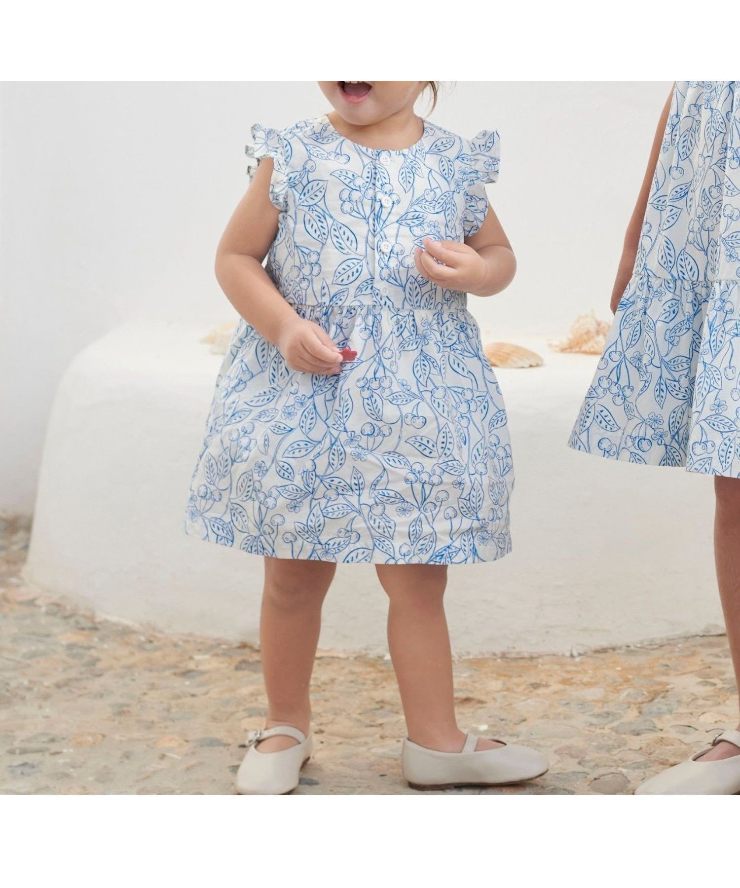 【プチバトー/PETIT BATEAU / KIDS】のワンピース インテリア・キッズ・メンズ・レディースファッション・服の通販 founy(ファニー) 　ファッション　Fashion　キッズファッション　Fashion for Kids　ワンピース　Dresses　おすすめ　Recommended / Our Picks　フリル　Frill, Ruffle　ボタニカル　Botanical, Floral Pattern　オフホワイト/ロイヤルブルー|ID: prp329100004607011 ipo3291000000032883827