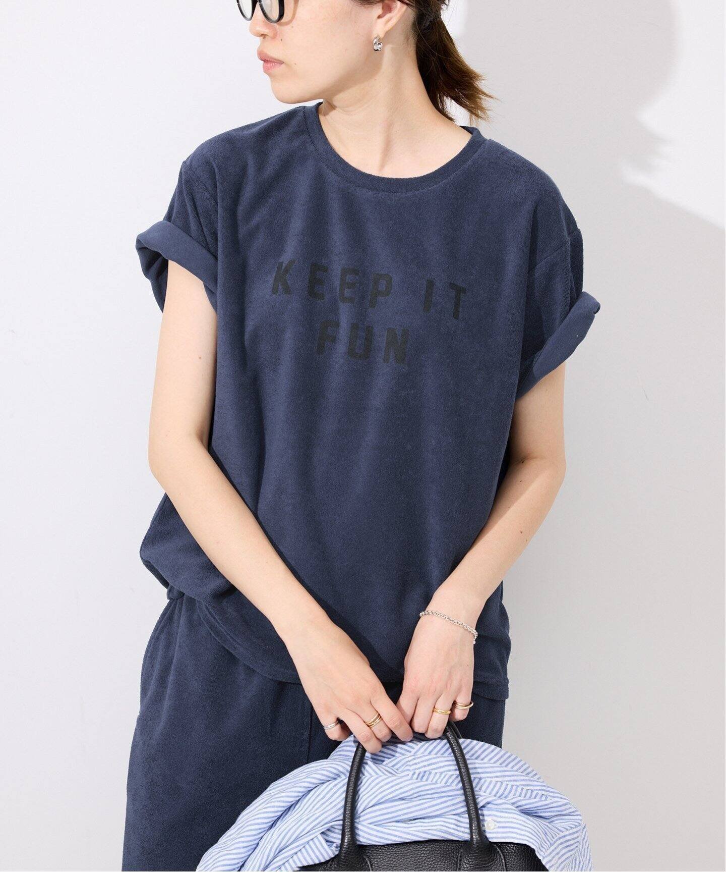【スローブ イエナ/SLOBE IENA】のパイルTシャツ インテリア・キッズ・メンズ・レディースファッション・服の通販 founy(ファニー) 　ファッション　Fashion　レディースファッション　Fashion for Women　トップス・カットソー　Cut & Sew Tops　シャツ・ブラウス・オフィスカジュアル　Elegant Blouses & Button-Ups　ロングTシャツ・Tシャツ　Longline T-Shirts & Tees　2025年　2025　2025春夏・S/S　Spring/Summer 2025 SS25　おすすめ　Recommended / Our Picks　シンプル　Simple, Minimal　セットアップ　Set-Up, Coordinated Outfit　リラックス　Relax, Relaxed Fit　夏　Summer　ネイビー|ID: prp329100004607262 ipo3291000000032889093
