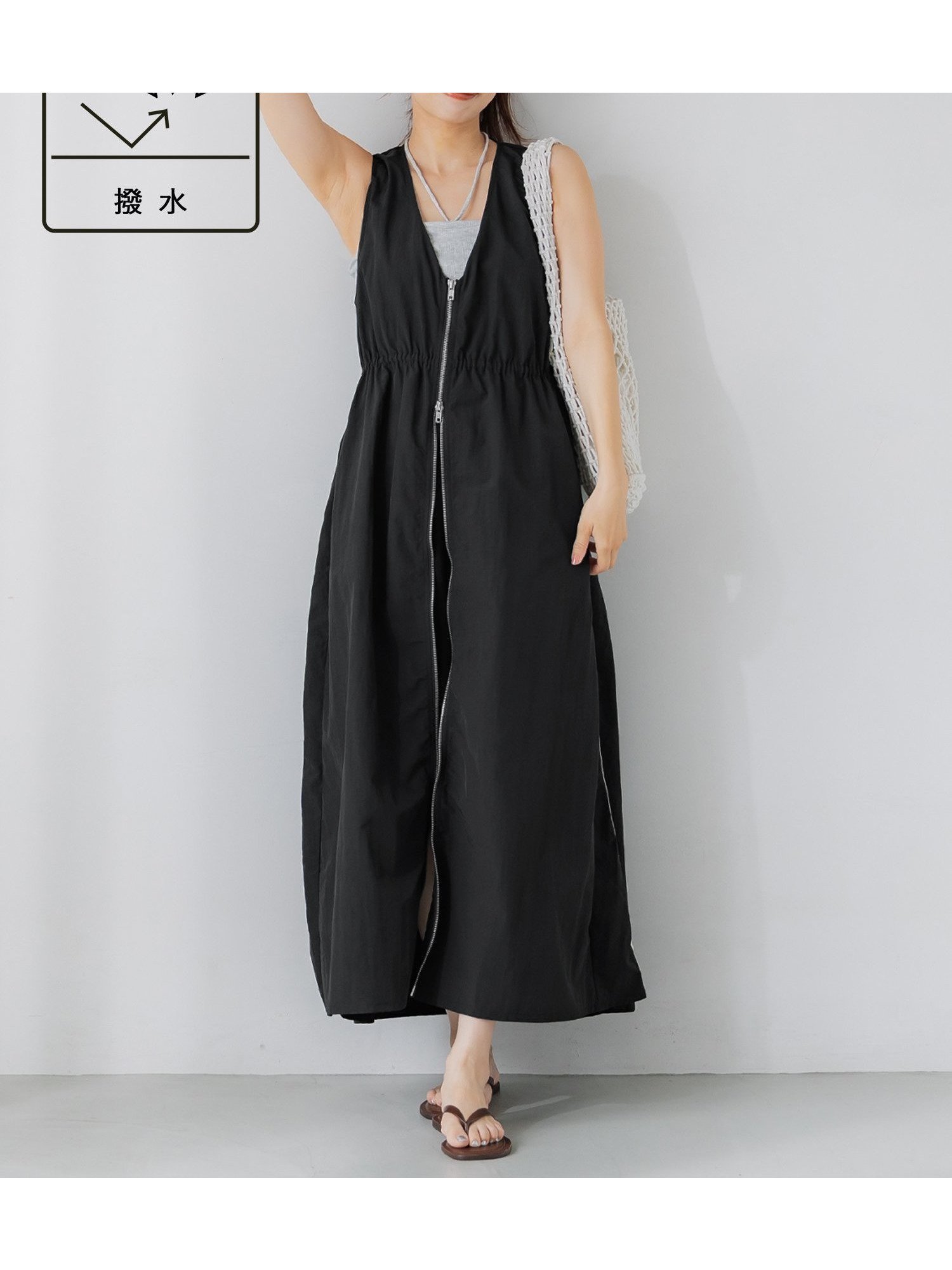 【コカ/COCA】の【撥水加工】ナイロンワッシャーサイドラインドレス インテリア・キッズ・メンズ・レディースファッション・服の通販 founy(ファニー) 　ファッション　Fashion　レディースファッション　Fashion for Women　ワンピース　Dresses　フォーマル・パーティードレス・結婚式用ドレス　Elegant & Casual Dresses　キャップ　Cap, Baseball Cap　ギャザー　Gathered, Ruffled　サンダル　Sandals, Summer Shoes　フィット　Fit, Slim Fit　フレア　Flare, Flared　ポケット　Pocket, Pocket Detail　水着　Swimsuit, Swimwear　おすすめ　Recommended / Our Picks　旅行　Travel　Black|ID: prp329100004607497 ipo3291000000033078034