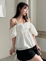 【フレイ アイディー/FRAY I.D】の4wayペプラムブラウス 人気、トレンドファッション・服の通販 founy(ファニー) ファッション Fashion レディースファッション Fashion for Women トップス・カットソー Cut & Sew Tops シャツ・ブラウス・オフィスカジュアル Elegant Blouses & Button-Ups キャミソール Camisole, Spaghetti Strap Top シャーリング Shirring, Ruched タイプライター Typewriter Fabric, Crisp Cotton タフタ Taffeta, Structured Fabric デコルテ Décolleté, Neckline ペプラム Peplum, Flared Hem |ID:prp329100004609288