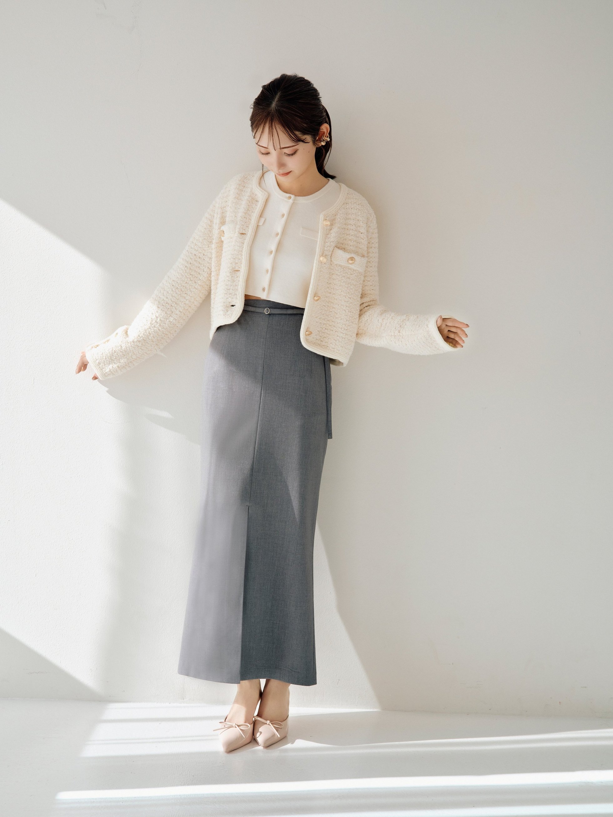 【スナイデル/SNIDEL】のSustainableストレートナロースカート インテリア・キッズ・メンズ・レディースファッション・服の通販 founy(ファニー) 　ファッション　Fashion　レディースファッション　Fashion for Women　スカート　Skirts　おすすめ　Recommended / Our Picks　ウェーブ　Wavy Pattern　ストレート　Straight, Straight Cut　スリット　Slit, Slit Detail　スーツ　Suit, Formalwear　セットアップ　Set-Up, Coordinated Outfit　フェイクレザー　Faux Leather, PU Leather　ポケット　Pocket, Pocket Detail　エレガント 上品　Elegant　GRY[006]|ID: prp329100004609404 ipo3291000000033114530