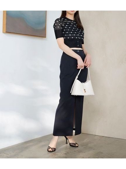 【スナイデル/SNIDEL】のSustainableストレートナロースカート インテリア・キッズ・メンズ・レディースファッション・服の通販 founy(ファニー) 　ファッション　Fashion　レディースファッション　Fashion for Women　スカート　Skirts　おすすめ　Recommended / Our Picks　ウェーブ　Wavy Pattern　ストレート　Straight, Straight Cut　スリット　Slit, Slit Detail　スーツ　Suit, Formalwear　セットアップ　Set-Up, Coordinated Outfit　フェイクレザー　Faux Leather, PU Leather　ポケット　Pocket, Pocket Detail　エレガント 上品　Elegant　NVY[089]|ID: prp329100004609404 ipo3291000000033114539
