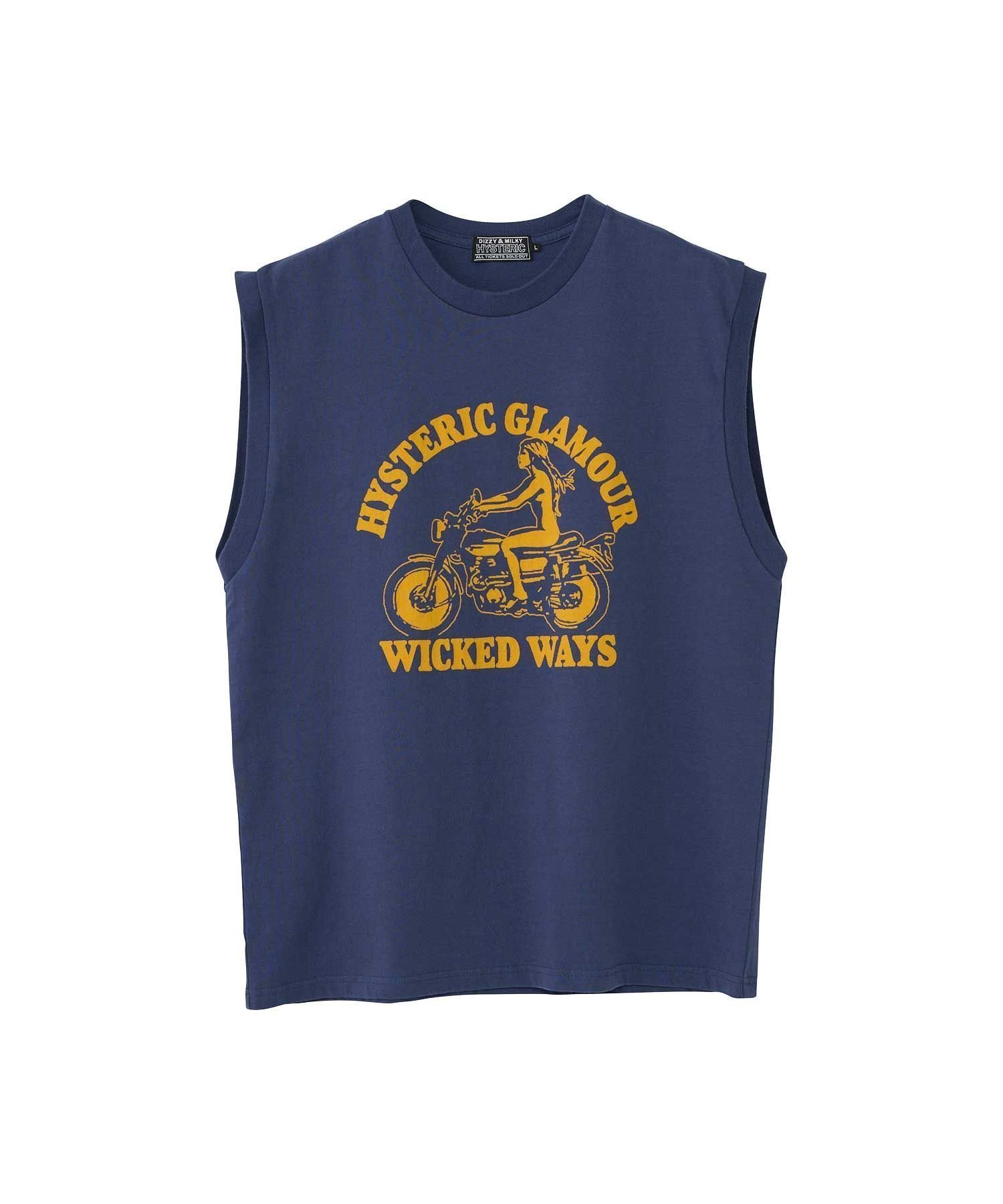 【ヒステリックグラマー/HYSTERIC GLAMOUR / MEN】のWICKED WAYS ノースリーブTシャツ インテリア・キッズ・メンズ・レディースファッション・服の通販 founy(ファニー) 　ファッション　Fashion　メンズファッション　Fashion for Men　インナー　Innerwear　ノースリーブ　Sleeveless, No-Sleeve　モチーフ　Motif, Design Theme　ネイビー|ID: prp329100004609553 ipo3291000000032972289