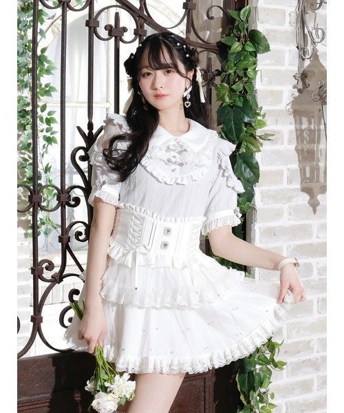 【ノエミ/NOEMIE】のお嬢さんダブルリボンパールショルダーカットソー インテリア・キッズ・メンズ・レディースファッション・服の通販 founy(ファニー) 　ファッション　Fashion　レディースファッション　Fashion for Women　トップス・カットソー　Cut & Sew Tops　カットソー・ベーシックTシャツ　Cut-and-Sewn Tops / Stretch Tees & Basics　カットソー　Cut and Sewn Top　ショルダー　Shoulder, Shoulder Strap　ショート　Short, Short Length　パール　Pearl, Pearl Accent　フェミニン　Feminine, Girly　フリル　Frill, Ruffle　レース　Lace, Lace Fabric　エレガント 上品　Elegant　サックス|ID: prp329100004609586 ipo3291000000033418083