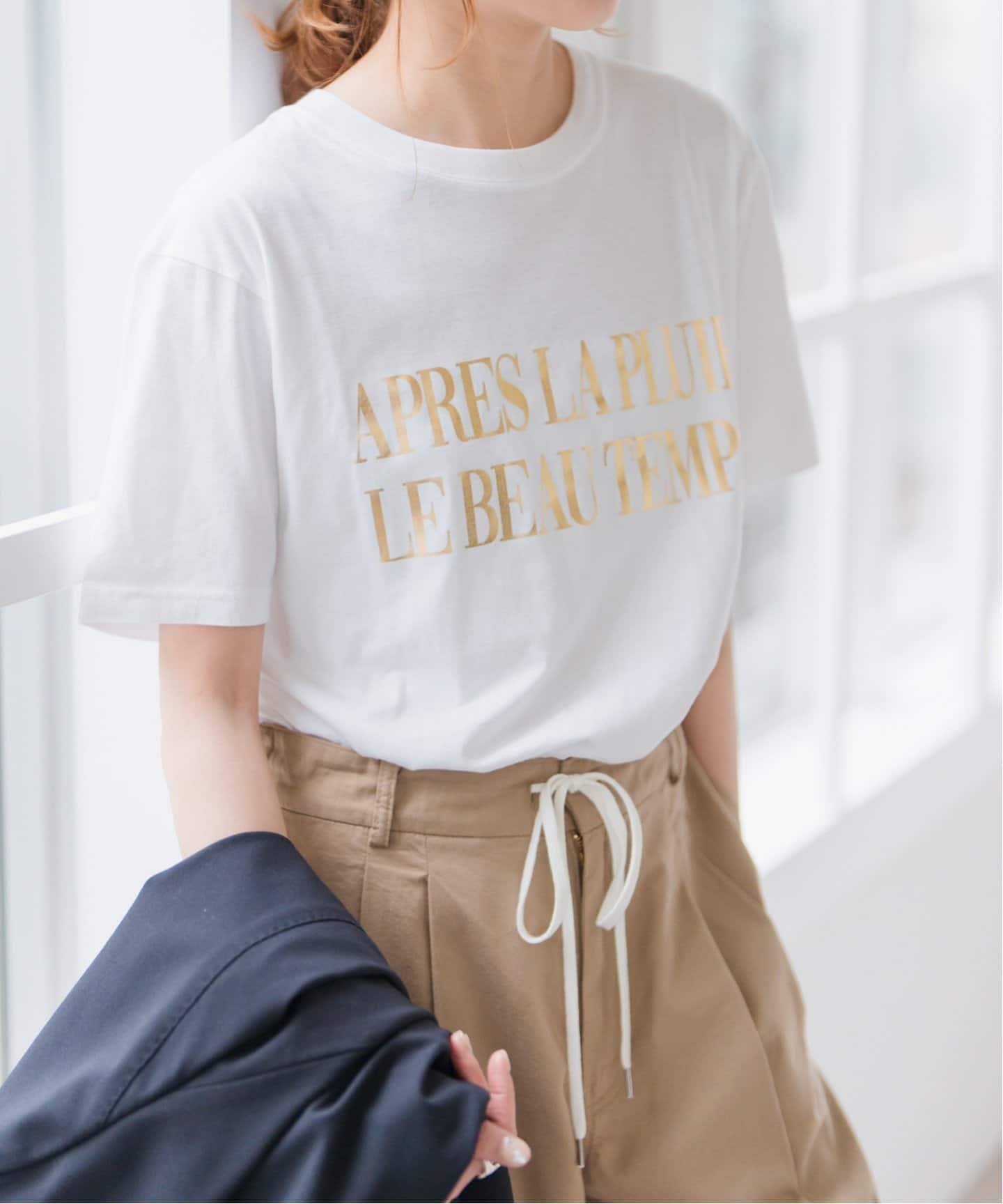 【スピック&スパン/Spick & Span】の《追加2》箔ロゴプリントTシャツ インテリア・キッズ・メンズ・レディースファッション・服の通販 founy(ファニー) 　ファッション　Fashion　レディースファッション　Fashion for Women　トップス・カットソー　Cut & Sew Tops　シャツ・ブラウス・オフィスカジュアル　Elegant Blouses & Button-Ups　ロングTシャツ・Tシャツ　Longline T-Shirts & Tees　プリント　Print, Printed Pattern　エレガント 上品　Elegant　人気　Popular, Best Seller　再入荷　Restock / Back in Stock　ゴールド|ID: prp329100004609621 ipo3291000000033472556