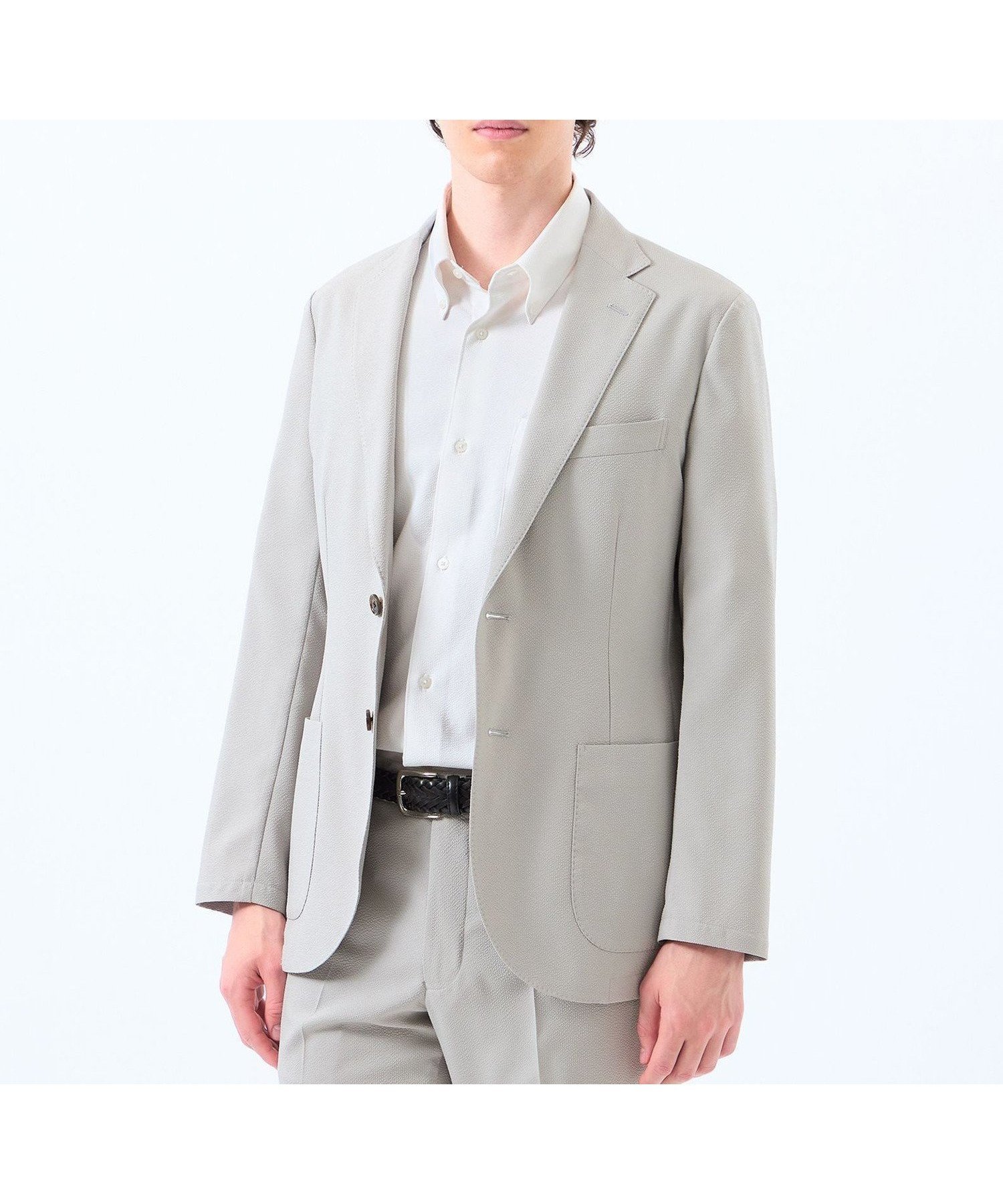 【マッキントッシュ フィロソフィー/MACKINTOSH PHILOSOPHY / MEN】のトロッター ウルトラライト ジャケット ナローサッカーストライプ インテリア・キッズ・メンズ・レディースファッション・服の通販 founy(ファニー) 　ファッション　Fashion　メンズファッション　Fashion for Men　春　Spring　コレクション　Collection, Seasonal Line　コンパクト　Compact, Small Size　吸水　Absorbent, Quick-Dry　サッカー　Seersucker, Summer Fabric　ジャケット　Jacket, Outerwear　セットアップ　Set-Up, Coordinated Outfit　定番　Standard, Basic Item　パッチ　Patch, Appliqué　ポケット　Pocket, Pocket Detail　おすすめ　Recommended / Our Picks　夏　Summer　ビジネス 仕事 通勤　Business / Work / Commuting　ライトグレー|ID: prp329100004609665 ipo3291000000032973776