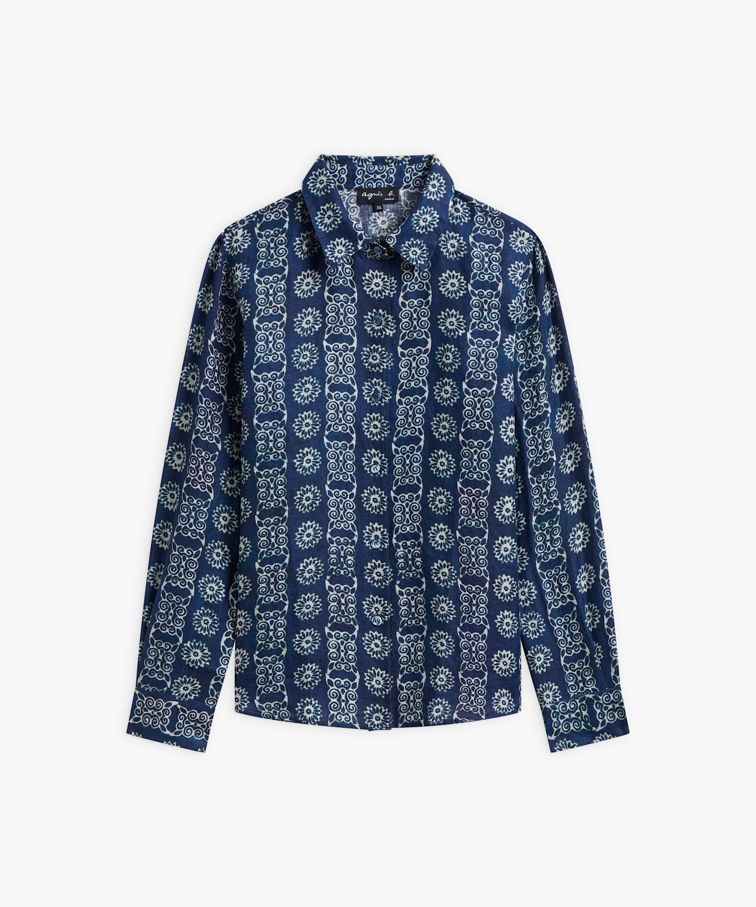 【アニエスベー ファム/agnes b. FEMME】のIDJ5 CHEMISE ブラウス 人気、トレンドファッション・服の通販 founy(ファニー) 　ファッション　Fashion　レディースファッション　Fashion for Women　トップス・カットソー　Cut & Sew Tops　シャツ・ブラウス・オフィスカジュアル　Elegant Blouses & Button-Ups　カッティング　Cutting Detail　カフス　Cuff Design　コレクション　Collection, Seasonal Line　パール　Pearl, Pearl Accent　プリント　Print, Printed Pattern　リゾート　Resort, Vacation Style　リネン　Linen, Linen Fabric　夏　Summer　春　Spring　S/S・春夏　SS, Spring/Summer, Warm Season　羽織　Haori, Light Jacket　 other-1|ID: prp329100004609723 ipo3291000000032974386