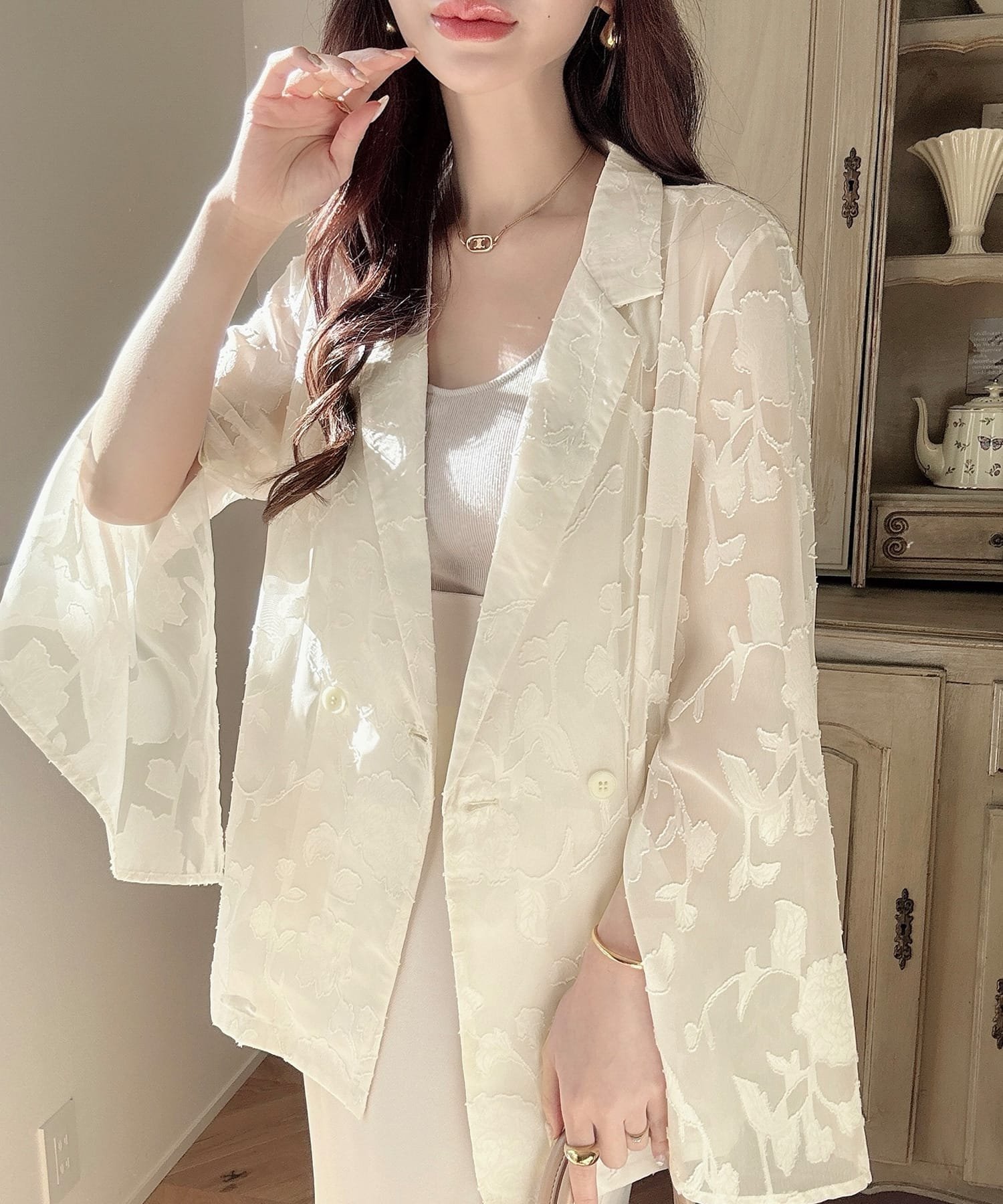 【ジュノア/JUNOAH】のMeiru テーラードジャケット インテリア・キッズ・メンズ・レディースファッション・服の通販 founy(ファニー) 　ファッション　Fashion　レディースファッション　Fashion for Women　アウター　Coat / Outerwear Collection　レディースジャケット・軽アウター　Jackets　テーラードジャケット / 通勤・きれいめスタイル　Tailored Jackets & Blazers　アイボリー|ID: prp329100004609730 ipo3291000000033911948