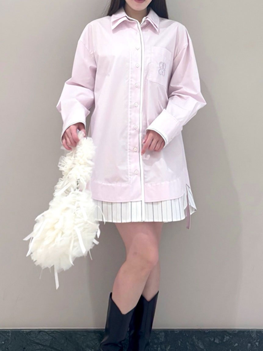 【スナイデル/SNIDEL】のSustainableレイヤードシャツチュニック インテリア・キッズ・メンズ・レディースファッション・服の通販 founy(ファニー) 　ファッション　Fashion　レディースファッション　Fashion for Women　トップス・カットソー　Cut & Sew Tops　シャツ・ブラウス・オフィスカジュアル　Elegant Blouses & Button-Ups　イエロー　Yellow　春　Spring　クロップド　Cropped, Short Length　ストライプ　Stripe, Striped Pattern　チュニック　Tunic, Long Top　バランス　Balance, Style Balance　フェミニン　Feminine, Girly　フロント　Front, Front Design　ポケット　Pocket, Pocket Detail　無地　Plain, Solid Color　ラップ　Wrap, Wrap Design　おすすめ　Recommended / Our Picks　PNK[066]|ID: prp329100004609734 ipo3291000000032974610