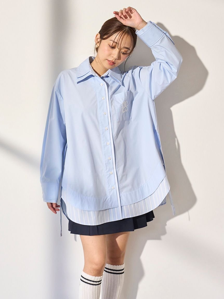 【スナイデル/SNIDEL】のSustainableレイヤードシャツチュニック インテリア・キッズ・メンズ・レディースファッション・服の通販 founy(ファニー) 　ファッション　Fashion　レディースファッション　Fashion for Women　トップス・カットソー　Cut & Sew Tops　シャツ・ブラウス・オフィスカジュアル　Elegant Blouses & Button-Ups　イエロー　Yellow　春　Spring　クロップド　Cropped, Short Length　ストライプ　Stripe, Striped Pattern　チュニック　Tunic, Long Top　バランス　Balance, Style Balance　フェミニン　Feminine, Girly　フロント　Front, Front Design　ポケット　Pocket, Pocket Detail　無地　Plain, Solid Color　ラップ　Wrap, Wrap Design　おすすめ　Recommended / Our Picks　LBLU[081]|ID: prp329100004609734 ipo3291000000032974611