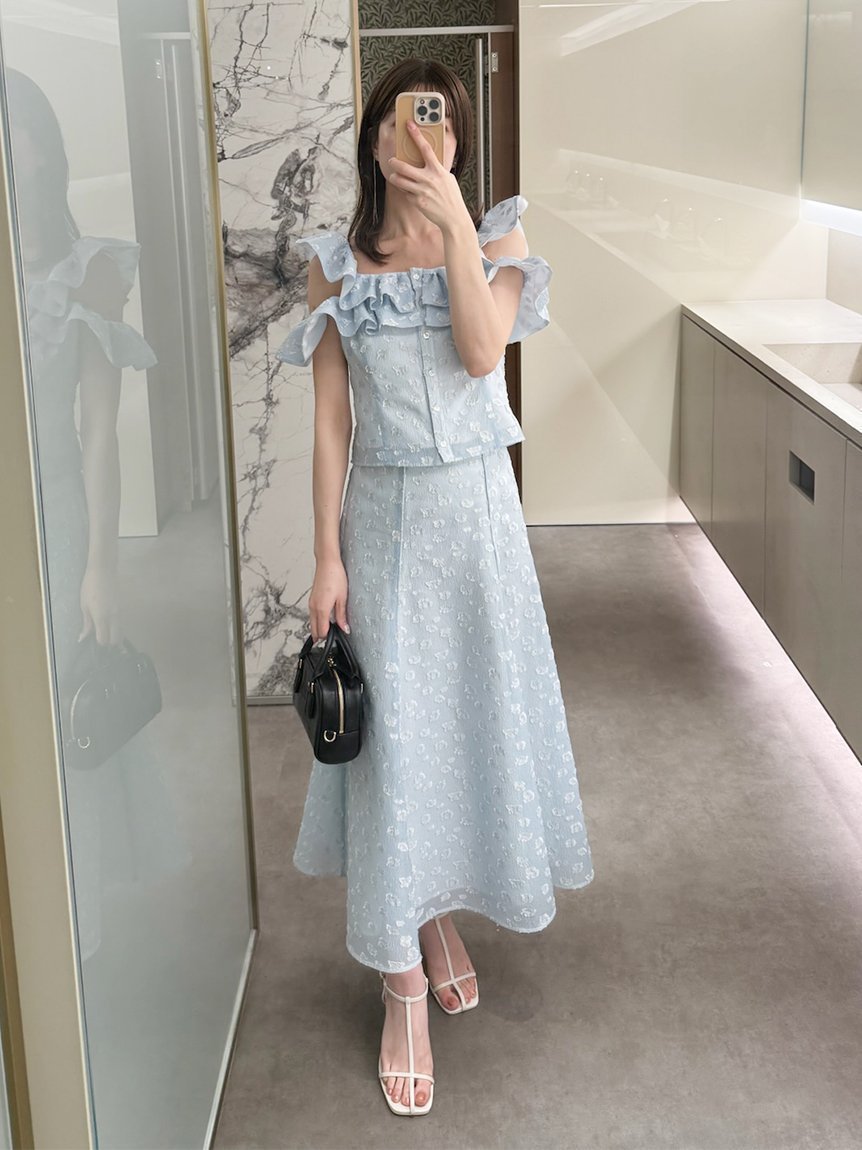 【スナイデル/SNIDEL】の【BOUQUET OF JOY】フラワージャガードスカート インテリア・キッズ・メンズ・レディースファッション・服の通販 founy(ファニー) 　ファッション　Fashion　レディースファッション　Fashion for Women　スカート　Skirts　エレガント 上品　Elegant　切替　Switching, Contrast Panel　シャーリング　Shirring, Ruched　スペシャル　Special, Limited Edition　パープル　Purple, Violet　フィット　Fit, Slim Fit　フラワー　Flower, Floral　フレア　Flare, Flared　ミックス　Mix, Mixed Style　モチーフ　Motif, Design Theme　リュクス　Luxury, Elegant, High-End, Chic　LBLU[081]|ID: prp329100004610194 ipo3291000000032981665