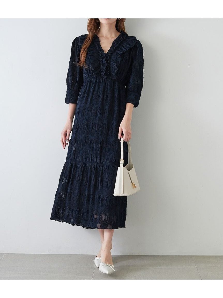 【スナイデル/SNIDEL】のジャガードプリーツワンピース インテリア・キッズ・メンズ・レディースファッション・服の通販 founy(ファニー) 　ファッション　Fashion　レディースファッション　Fashion for Women　ワンピース　Dresses　NVY[089]|ID: prp329100004610195 ipo3291000000033176740