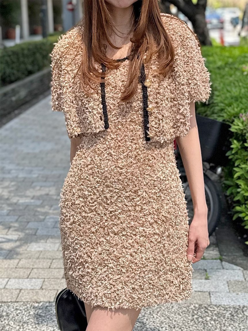 【スナイデル/SNIDEL】のファンシーヤーンミニワンピース インテリア・キッズ・メンズ・レディースファッション・服の通販 founy(ファニー) 　ファッション　Fashion　レディースファッション　Fashion for Women　ワンピース　Dresses　おすすめ　Recommended / Our Picks　カーディガン　Cardigan, Knitwear　シンプル　Simple, Minimal　ジャケット　Jacket, Outerwear　チュール　Tulip, Tulip Motif　リュクス　Luxury, Elegant, High-End, Chic　BEG[037]|ID: prp329100004610226 ipo3291000000032982742