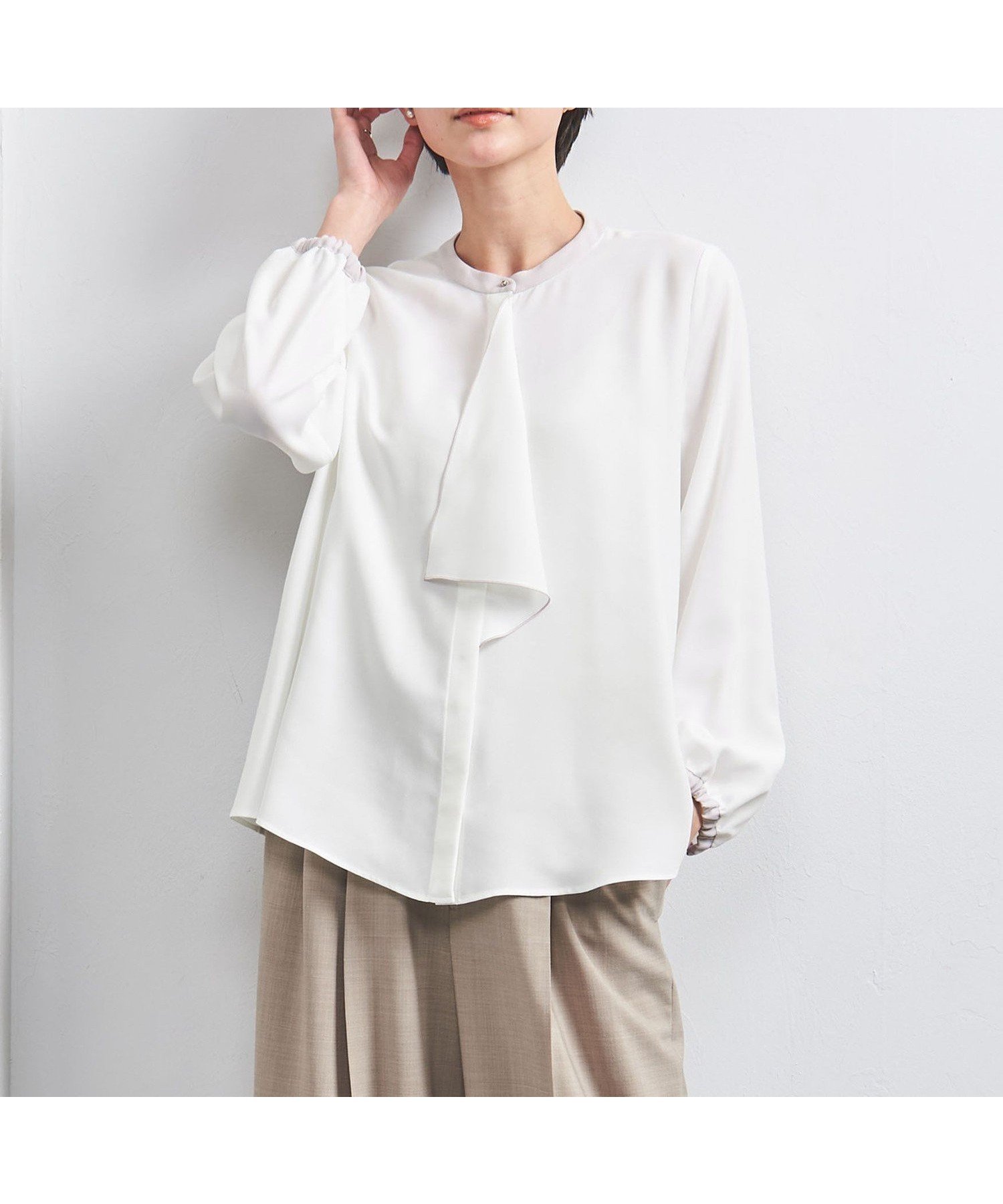 【ユナイテッドアローズ/UNITED ARROWS】のフロントフリル ブラウス インテリア・キッズ・メンズ・レディースファッション・服の通販 founy(ファニー) 　ファッション　Fashion　レディースファッション　Fashion for Women　トップス・カットソー　Cut & Sew Tops　シャツ・ブラウス・オフィスカジュアル　Elegant Blouses & Button-Ups　インナー　Innerwear　サテン　Satin, Glossy Fabric　ジャケット　Jacket, Outerwear　ストライプ　Stripe, Striped Pattern　フリル　Frill, Ruffle　フロント　Front, Front Design　ベスト　Vest, Waistcoat　おすすめ　Recommended / Our Picks　エレガント 上品　Elegant　セレモニー　Ceremony　ビジネス 仕事 通勤　Business / Work / Commuting　OFF WHITE|ID: prp329100004610266 ipo3291000000033606361
