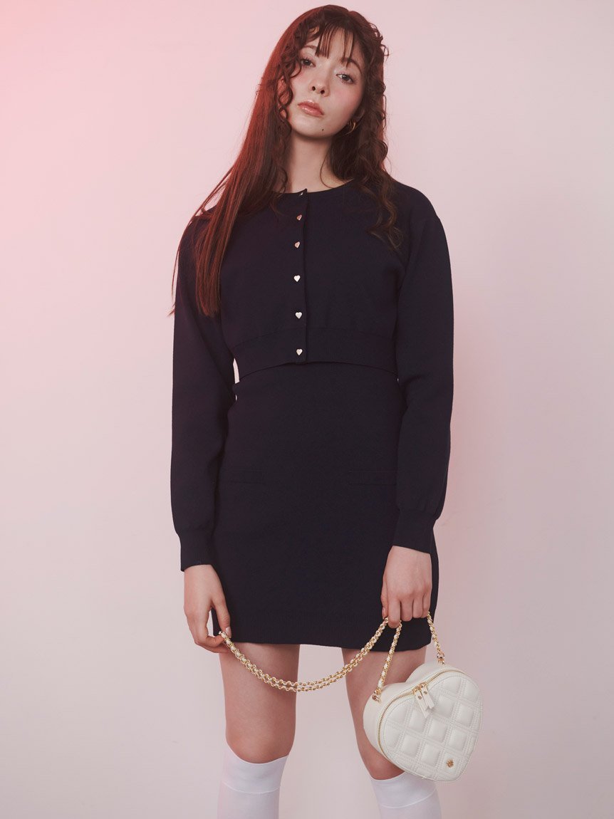 【スナイデル/SNIDEL】の【WEB限定/Heart collection】アンサンブルミニニットワンピース インテリア・キッズ・メンズ・レディースファッション・服の通販 founy(ファニー) 　ファッション　Fashion　レディースファッション　Fashion for Women　ワンピース　Dresses　ニットワンピース　Knit Dresses　カーディガン　Cardigan, Knitwear　シェイプ　Shape, Slim Fit　シンプル　Simple, Minimal　セットアップ　Set-Up, Coordinated Outfit　フィット　Fit, Slim Fit　NVY[089]|ID: prp329100004610275 ipo3291000000032983663